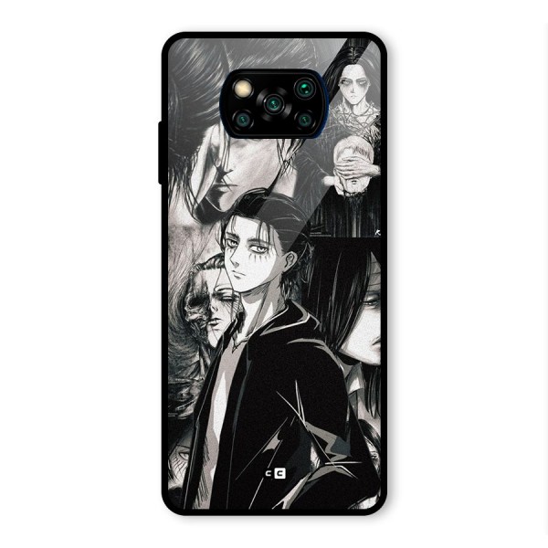 Eren Yeager Titan Glass Back Case for Poco X3 Pro