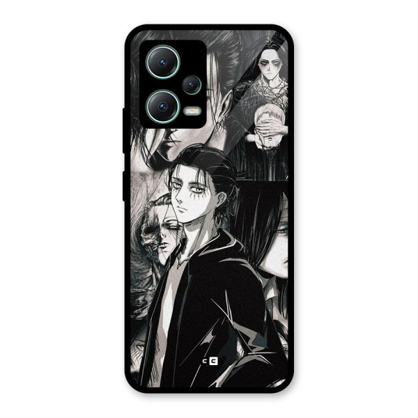 Eren Yeager Titan Glass Back Case for Poco X5