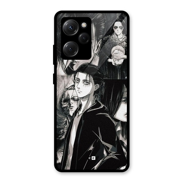 Eren Yeager Titan Glass Back Case for Poco X5 Pro