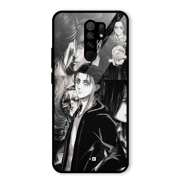 Eren Yeager Titan Glass Back Case for Redmi 9 Prime