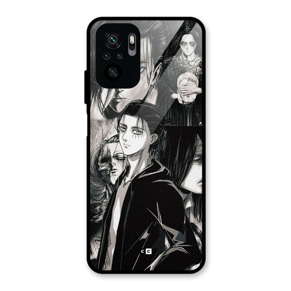 Eren Yeager Titan Glass Back Case for Redmi Note 10