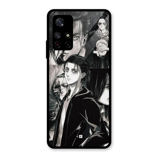 Eren Yeager Titan Glass Back Case for Redmi Note 11T 5G