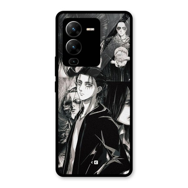 Eren Yeager Titan Glass Back Case for Vivo V25 Pro