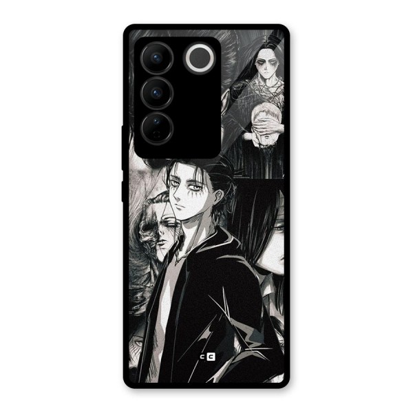 Eren Yeager Titan Glass Back Case for Vivo V27 Pro