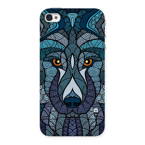 Ethnic Wolf Art Illustration Back Case for iPhone 4 4s