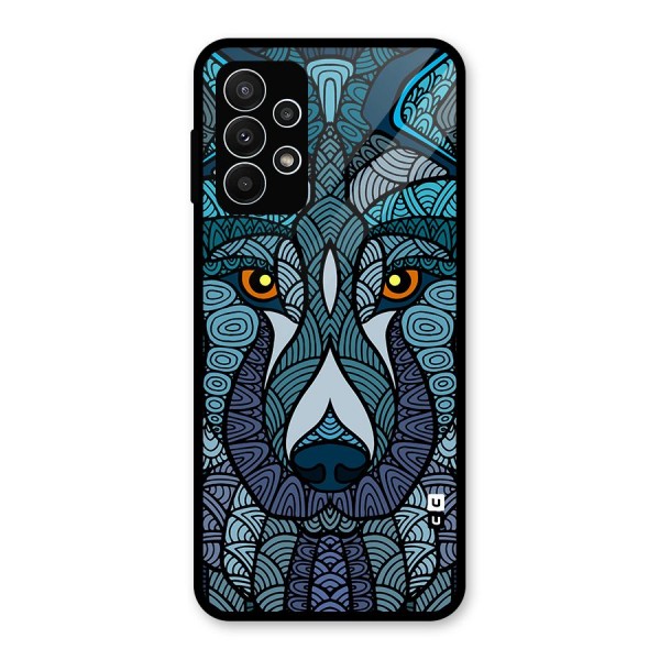 Ethnic Wolf Art Illustration Glass Back Case for Galaxy A23