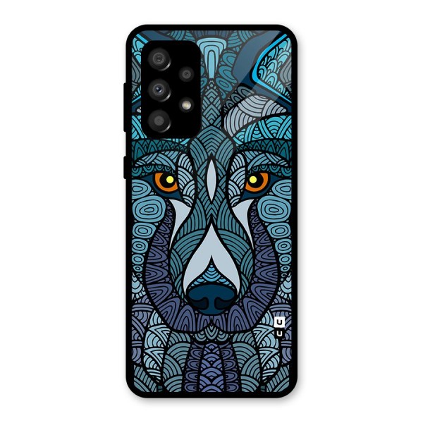 Ethnic Wolf Art Illustration Glass Back Case for Galaxy A32