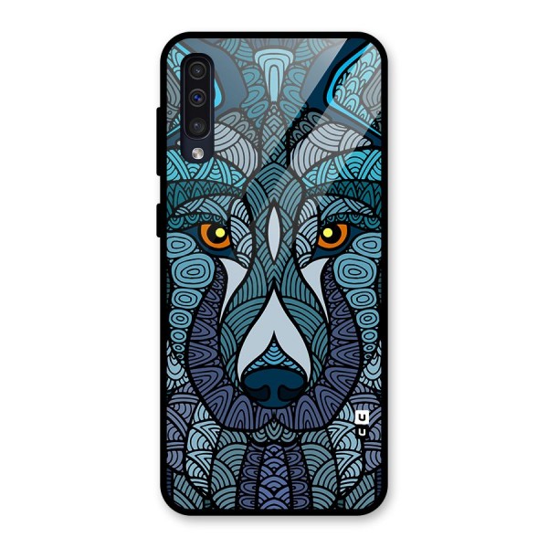 Ethnic Wolf Art Illustration Glass Back Case for Galaxy A50s