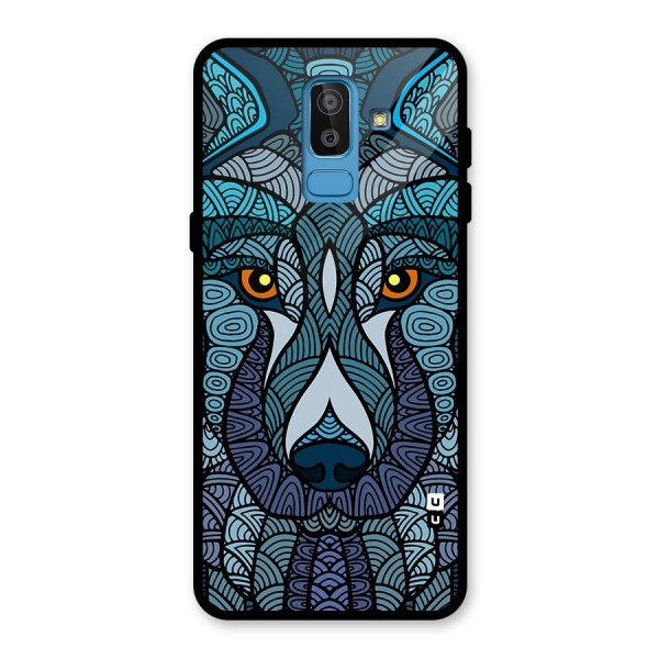 Ethnic Wolf Art Illustration Glass Back Case for Galaxy J8