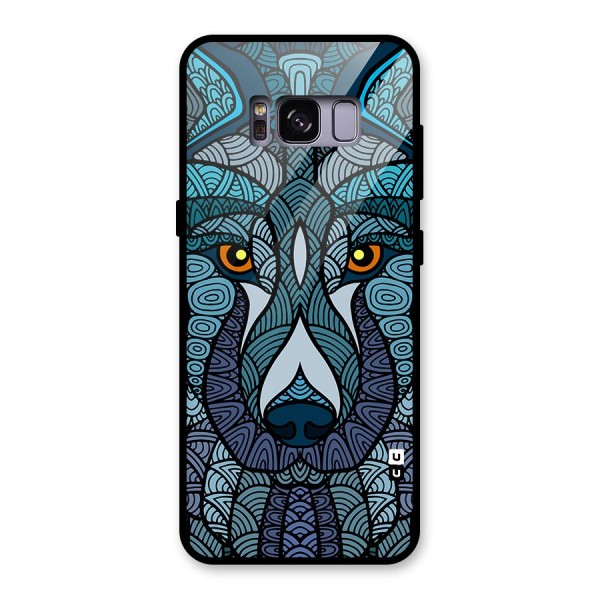 Ethnic Wolf Art Illustration Glass Back Case for Galaxy S8