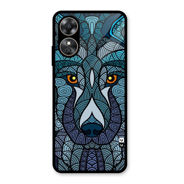 Ethnic Wolf Art Illustration Glass Back Case for Oppo A17