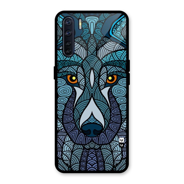 Ethnic Wolf Art Illustration Glass Back Case for Oppo F15