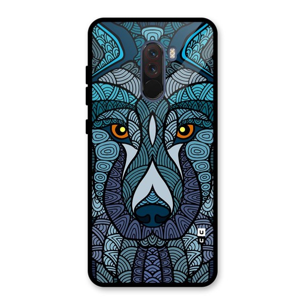 Ethnic Wolf Art Illustration Glass Back Case for Poco F1