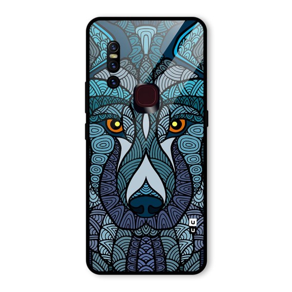 Ethnic Wolf Art Illustration Glass Back Case for Vivo V15