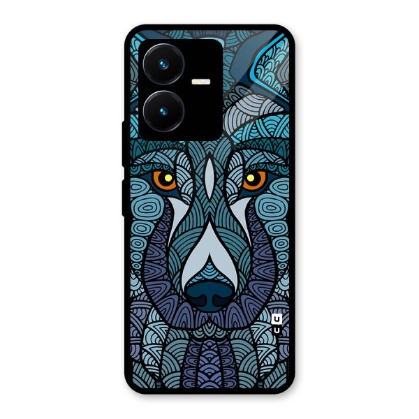 Ethnic Wolf Art Illustration Glass Back Case for Vivo Y22