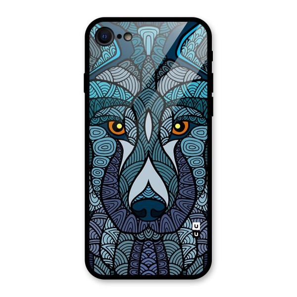 Ethnic Wolf Art Illustration Glass Back Case for iPhone 8