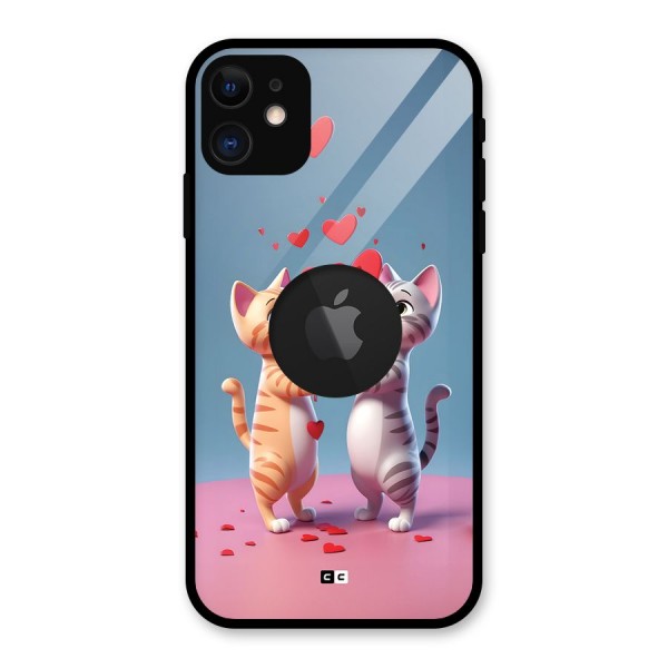 Exchanging Hearts Glass Back Case for iPhone 11 Logo Cut