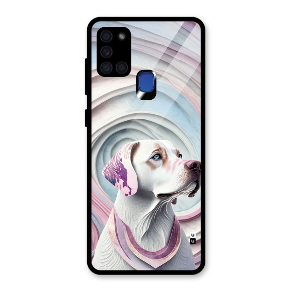 Eye Dog illustration Glass Back Case for Galaxy A21s