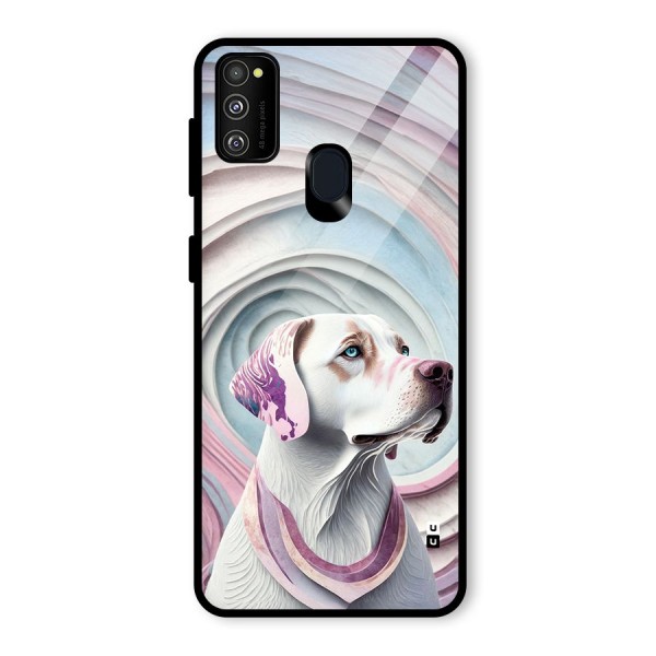 Eye Dog illustration Glass Back Case for Galaxy M21