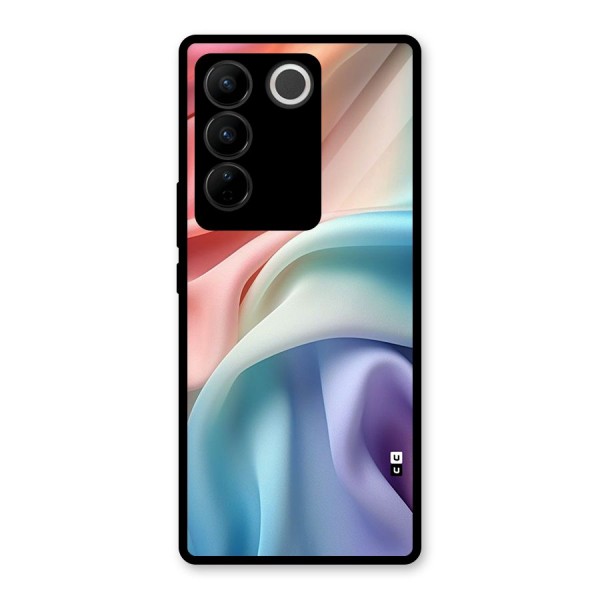 Fabric Pastel Glass Back Case for Vivo V27 Pro