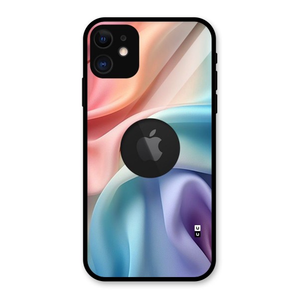 Fabric Pastel Glass Back Case for iPhone 11 Logo Cut