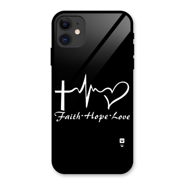 Faith Hope Love Heart Sign Glass Back Case for iPhone 11