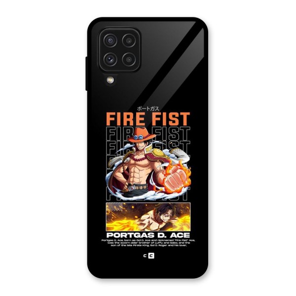 Fire Fist Ace Glass Back Case for Galaxy A22 4G