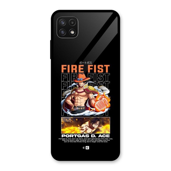 Fire Fist Ace Glass Back Case for Galaxy A22 5G