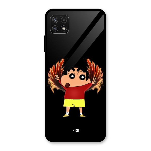 Fire Shinchan Glass Back Case for Galaxy A22 5G