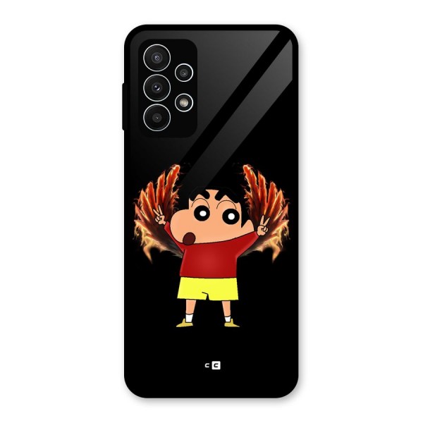 Fire Shinchan Glass Back Case for Galaxy A23