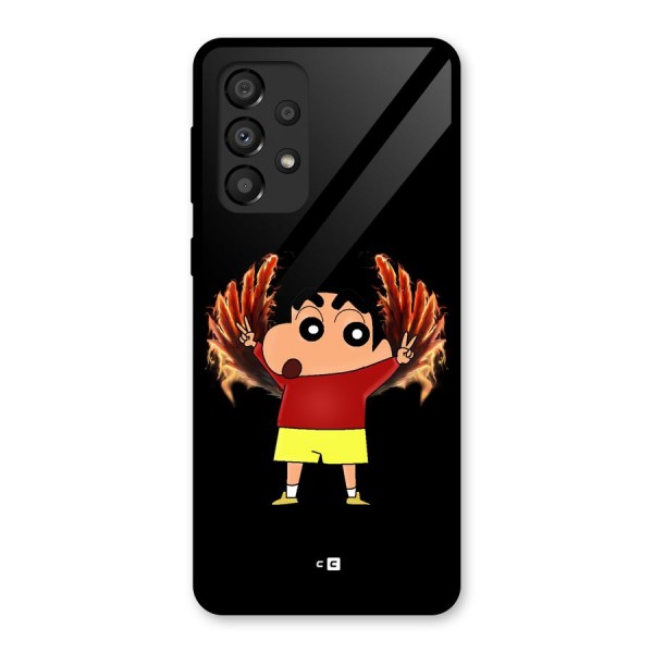 Fire Shinchan Glass Back Case for Galaxy A33 5G