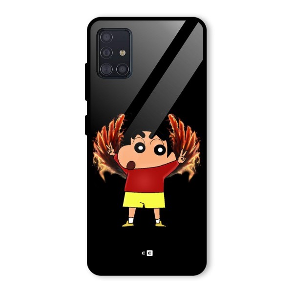 Fire Shinchan Glass Back Case for Galaxy A51