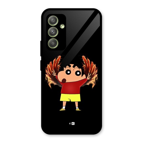 Fire Shinchan Glass Back Case for Galaxy A54