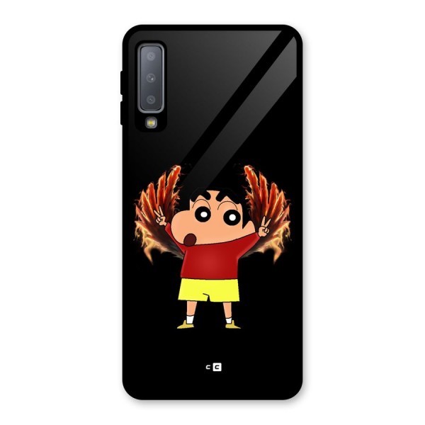 Fire Shinchan Glass Back Case for Galaxy A7 (2018)