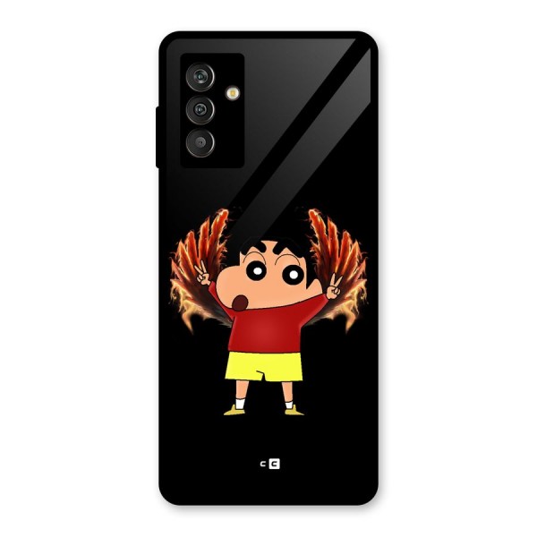 Fire Shinchan Glass Back Case for Galaxy M13