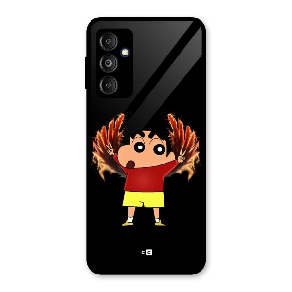 Fire Shinchan Glass Back Case for Galaxy M14 5G