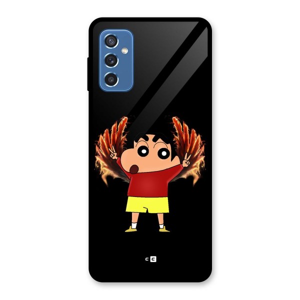 Fire Shinchan Glass Back Case for Galaxy M52 5G