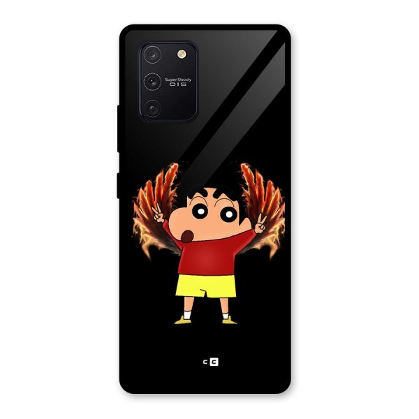 Fire Shinchan Glass Back Case for Galaxy S10 Lite