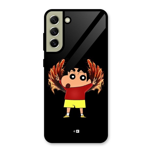 Fire Shinchan Glass Back Case for Galaxy S21 FE 5G