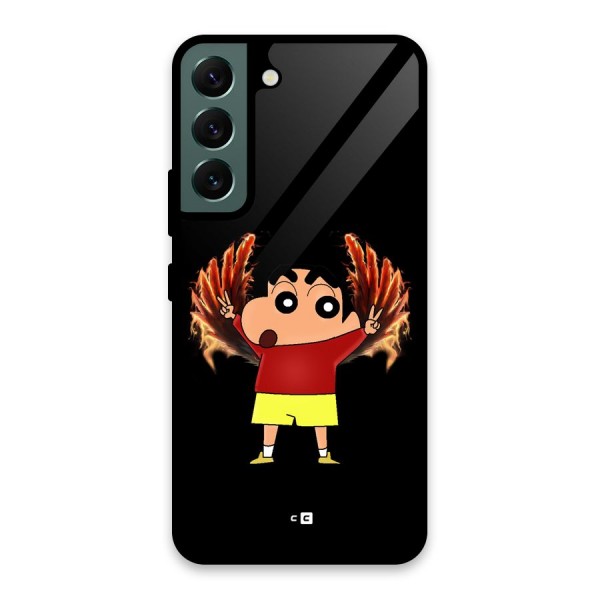 Fire Shinchan Glass Back Case for Galaxy S22 5G