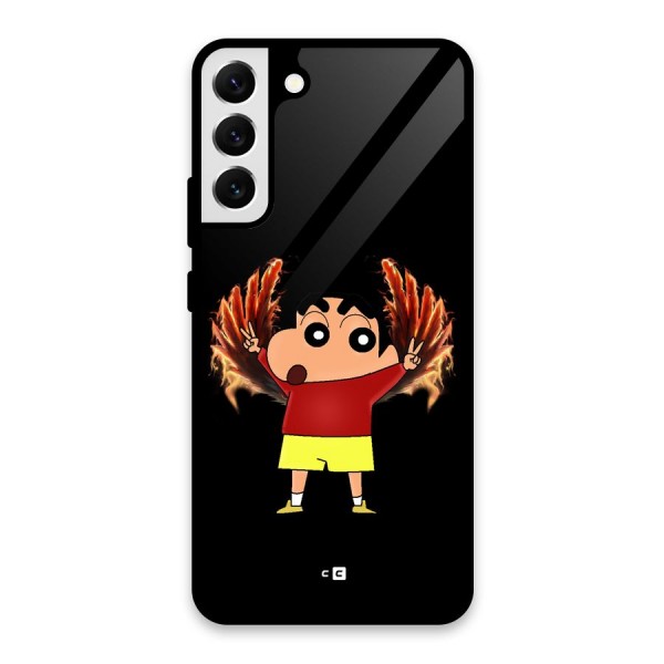 Fire Shinchan Glass Back Case for Galaxy S22 Plus 5G