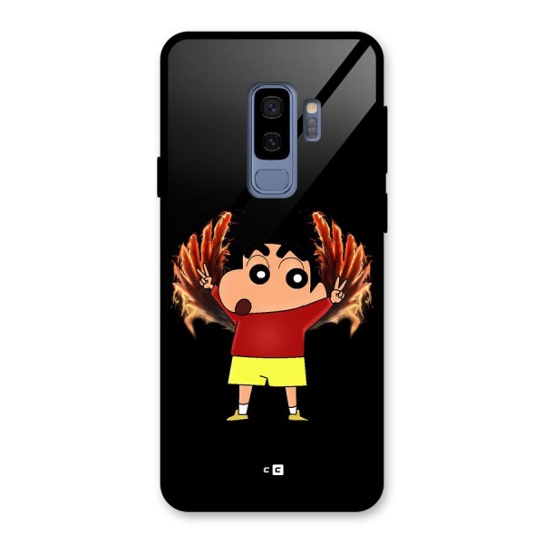 Fire Shinchan Glass Back Case for Galaxy S9 Plus