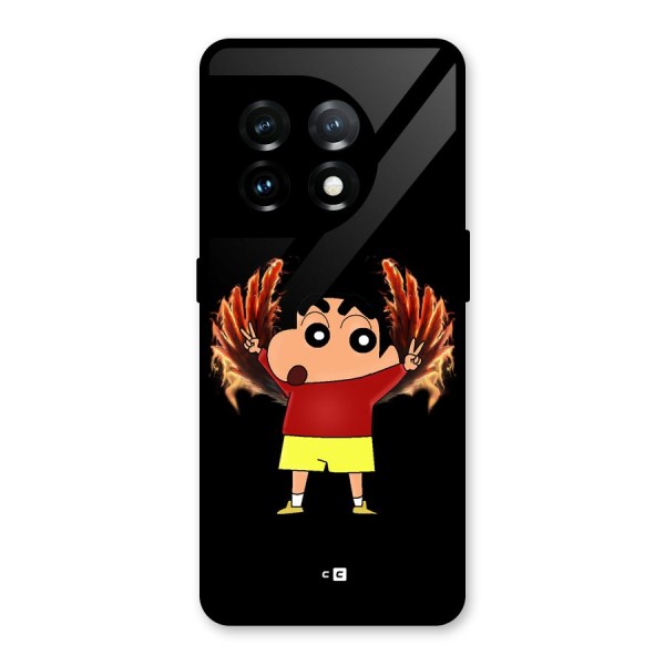 Fire Shinchan Glass Back Case for OnePlus 11
