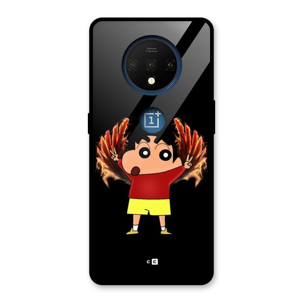 Fire Shinchan Glass Back Case for OnePlus 7T