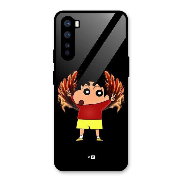 Fire Shinchan Glass Back Case for OnePlus Nord