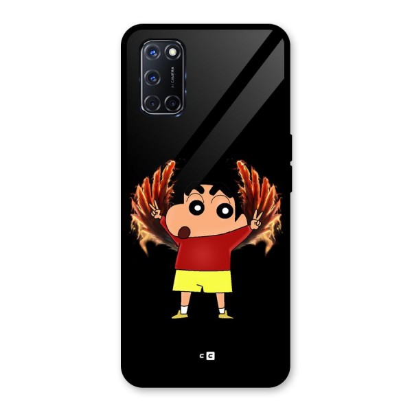 Fire Shinchan Glass Back Case for Oppo A52