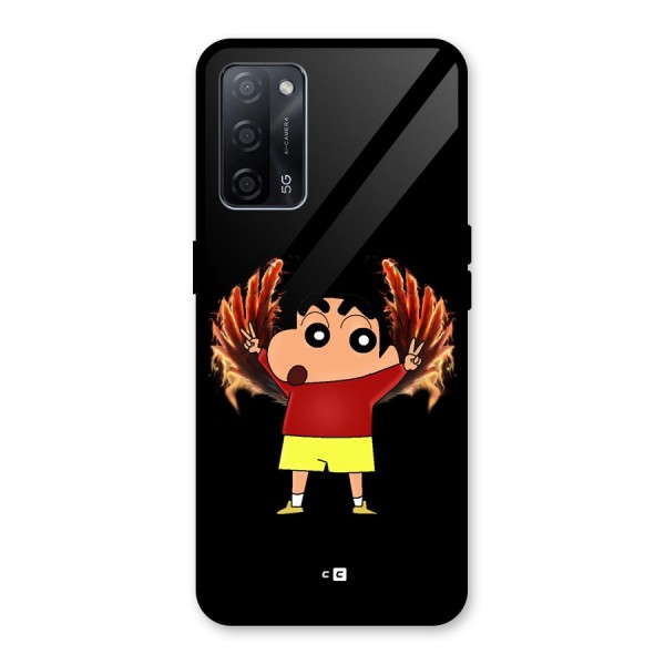 Fire Shinchan Glass Back Case for Oppo A53s 5G