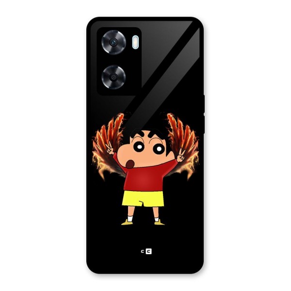 Fire Shinchan Glass Back Case for Oppo A77