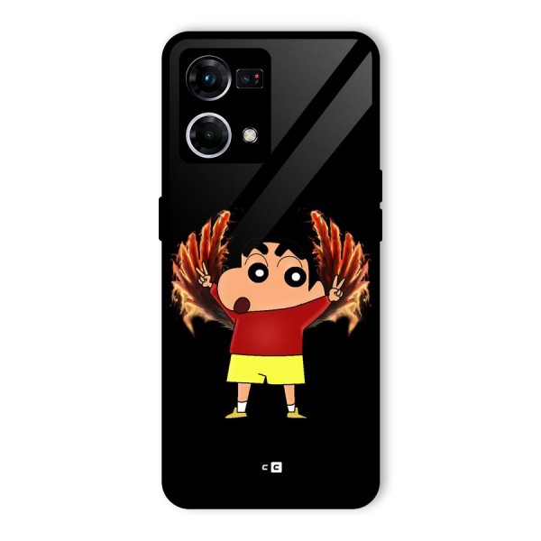 Fire Shinchan Glass Back Case for Oppo F21 Pro 5G