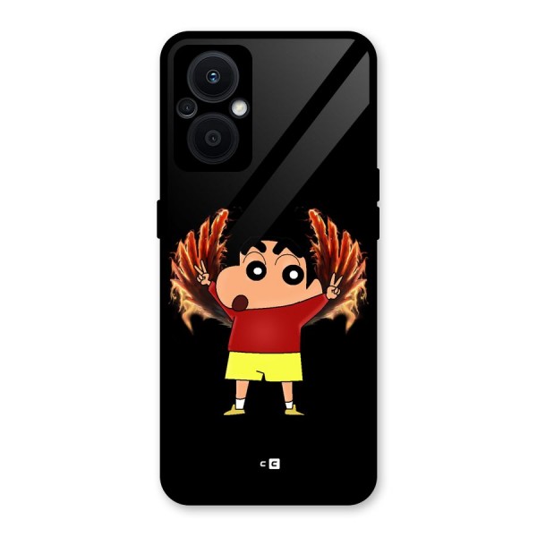 Fire Shinchan Glass Back Case for Oppo F21s Pro 5G